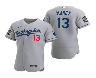 Men Los Angeles Dodgers #13 Max Muncy Gray 2020 World Series Authentic Road Flex Nike Jersey->los angeles dodgers->MLB Jersey